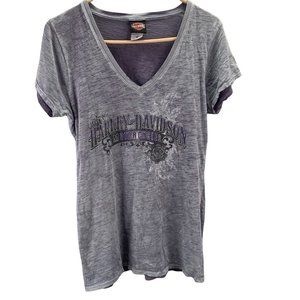 Harley Davidson T Shirt South Dakota V Neck Hill City SD Gray size M